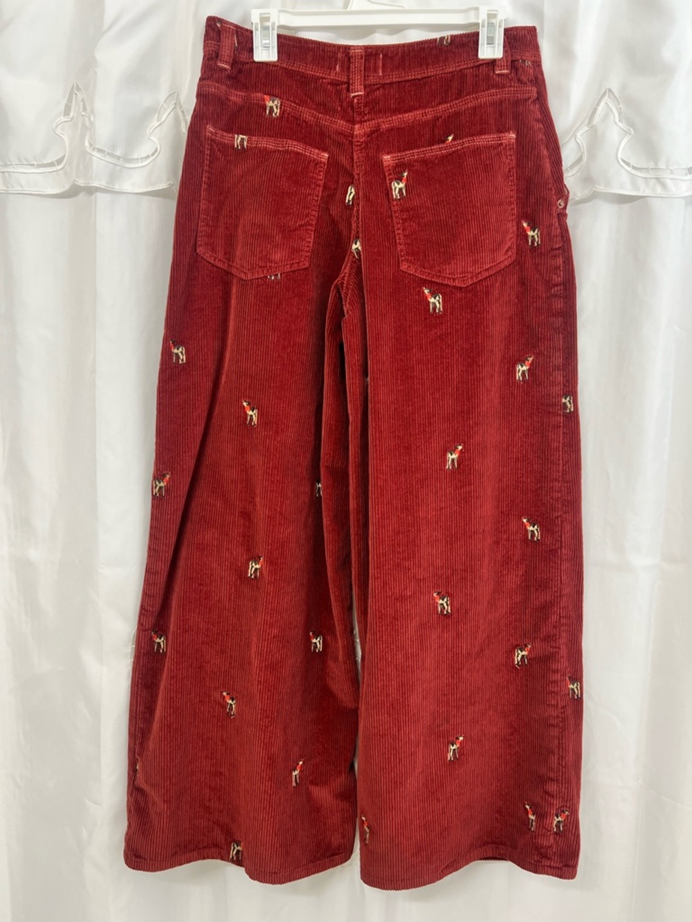 Free People We The Free Clifton Embroidered Corduroy Wide Leg Burgundy Size 29 - Picture 13 of 16